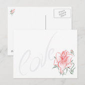Stijlvolle Rode Roos en Liefde Briefkaart (Voorkant / Achterkant)