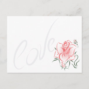 Stijlvolle Rode Roos en Liefde Briefkaart