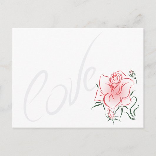 Stijlvolle Rode Roos en Liefde Briefkaart (Voorkant)