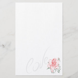 Stijlvolle Rode Roos en Liefde Briefpapier