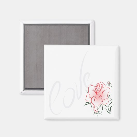 Stijlvolle Rode Roos en Liefde Magneet (Voorkant / Achterkant)