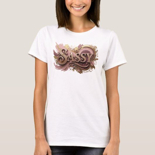 Stijlvolle Rode SASSY Print T-shirt (Voorkant)