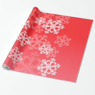 Stijlvolle Rode Sneeuwvlokken Modern kerstpatroon Cadeaupapier