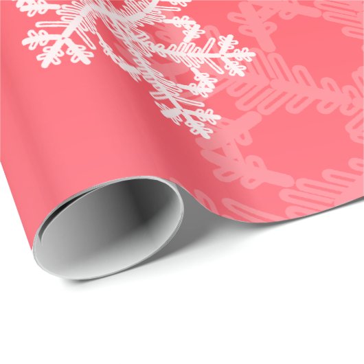 Stijlvolle Rode Sneeuwvlokken Modern kerstpatroon Cadeaupapier (Rol Hoek)