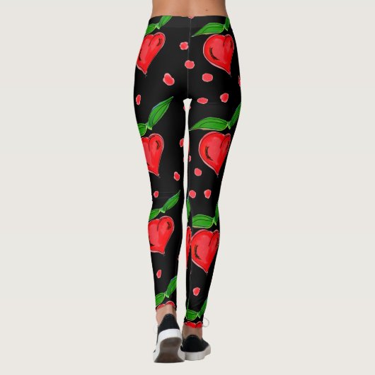 Stijlvolle rode Snoepjes harten Leggings (Achterkant)