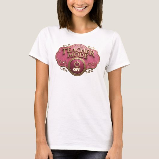 Stijlvolle Rode TEACH MODE UIT Kunstcompositie T-shirt (Voorkant)