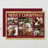 Stijlvolle rode typografie Fotocollage Kerstmis Feestdagenkaart (Voorkant / Achterkant)