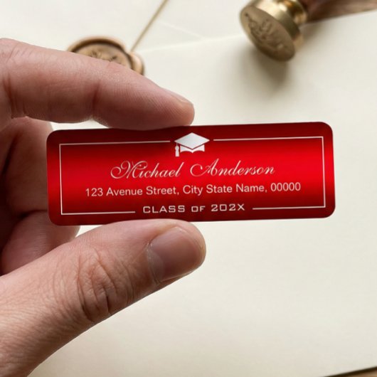 Stijlvolle rode verloopdop met schuine streep Afst Etiket