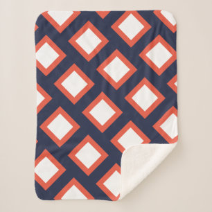 Stijlvolle rode witte blokgeometrie werpdeken sherpa deken