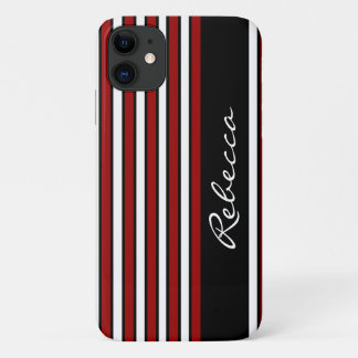 Stijlvolle rode witte en zwarte strepen Case-Mate iPhone case
