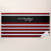 Stijlvolle rode witte en zwarte strepen strandlaken (Voorkant)