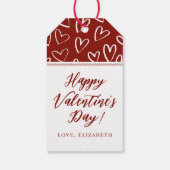 Stijlvolle rode witte harten Happy Valentines Day Cadeaulabel (Achterkant)