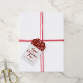 Stijlvolle rode witte harten Happy Valentines Day Cadeaulabel (Met Touw)