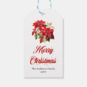 Stijlvolle Rode Witte Poinsettia Printbare Kerst Cadeaulabel (Achterkant)