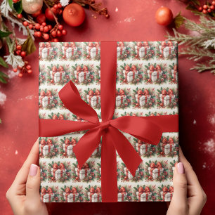 Stijlvolle rode witte polka stip coquette Kerstmis Cadeaupapier