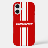 Stijlvolle rode witte racestapes monogrammed-jonge