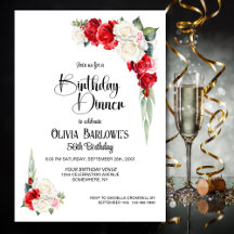 Stijlvolle rode witte roos Bloemen Verjaardagsdine