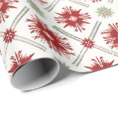 Stijlvolle rode witte sneeuwvlok kerstvakantie cadeaupapier (Rol Hoek)