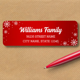 Stijlvolle rode witte sneeuwvlokken Kerstvakantie Etiket