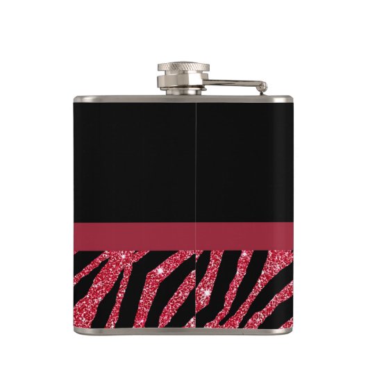 Stijlvolle rode zebra print FAUX Glitz Bow met naa Heupfles (Achterkant)