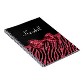 Stijlvolle rode zebra print FAUX Glitz Bow met naa Notitieboek (Rechterzijde)