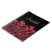 Stijlvolle rode zebra print FAUX Glitz Bow met naa Notitieboek (Linkerzijde)
