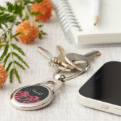 Stijlvolle rode zebra print FAUX Glitz Bow met naa Sleutelhanger (Zijkant)