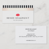 Stijlvolle rode zoenende lippen zwart en wit gestr visitekaartje (Voorkant / Achterkant)