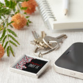 Stijlvolle rode zoete 16 zebra hart ontwerp naam sleutelhanger (Zijkant)