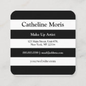 Stijlvolle rode, zwart witte strepen make-up vierkante visitekaartje (Achterkant)