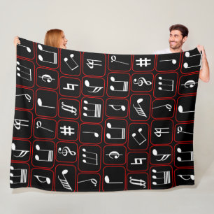 Stijlvolle rode zwarte en witte geometrische Muzie Fleece Deken