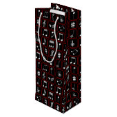 Stijlvolle rode zwarte en witte geometrische Muzie Wijn Cadeautas (Achterkant Gekanteld)