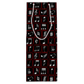 Stijlvolle rode zwarte en witte geometrische Muzie Wijn Cadeautas (Achterkant)