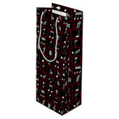 Stijlvolle rode zwarte en witte geometrische Muzie Wijn Cadeautas (Voorkant Gekanteld)