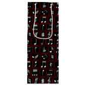 Stijlvolle rode zwarte en witte geometrische Muzie Wijn Cadeautas (Voorkant)