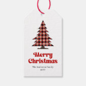 Stijlvolle rode zwarte geruite cadeautag bewerkbaa cadeaulabel (Voorkant)
