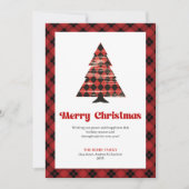 Stijlvolle rode zwarte tartan kerstkaart (Voorkant)