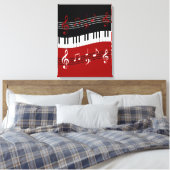 Stijlvolle rode zwarte witte pianotoetsen en notit canvas afdruk (Insitu (Slaapkamer))