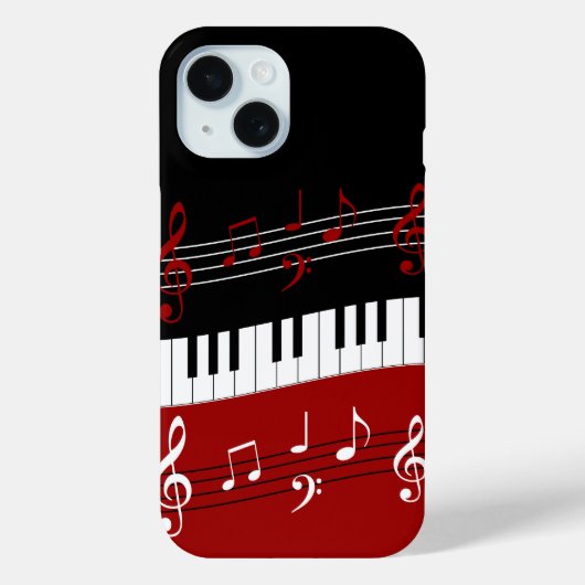 Stijlvolle rode zwarte witte pianotoetsen en notit Case-Mate iPhone case (Achterkant)