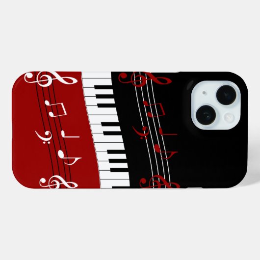 Stijlvolle rode zwarte witte pianotoetsen en notit Case-Mate iPhone case (Achterkant (horizontaal))