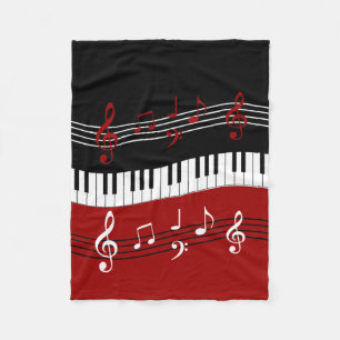 Stijlvolle rode zwarte witte pianotoetsen en notit fleece deken