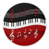 Stijlvolle rode zwarte witte pianotoetsen en notit keramische knop (Voorkant)