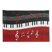 Stijlvolle rode zwarte witte pianotoetsen en notit kussensloop (Achterkant-Rechts)