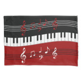 Stijlvolle rode zwarte witte pianotoetsen en notit kussensloop (Voorkant-Links)