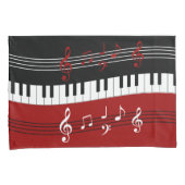 Stijlvolle rode zwarte witte pianotoetsen en notit kussensloop (Voorkant-Rechts)