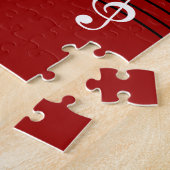 Stijlvolle rode zwarte witte pianotoetsen en notit legpuzzel (Zijkant)