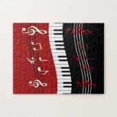 Stijlvolle rode zwarte witte pianotoetsen en notit legpuzzel (Horizontaal)