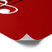 Stijlvolle rode zwarte witte pianotoetsen en notit poster (Hoek)