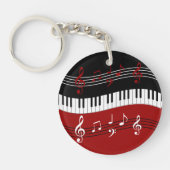 Stijlvolle rode zwarte witte pianotoetsen en notit sleutelhanger (Voorkant)