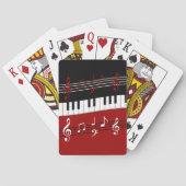 Stijlvolle rode zwarte witte pianotoetsen en notit speelkaarten (Achterkant)